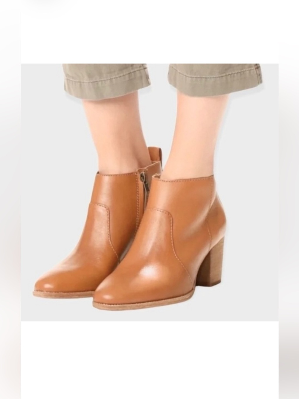 Madewell Brenner Womens Heeled Ankle Booties Cognac Tan 7.5